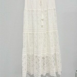 Elegant White Lace Maxi Skirt